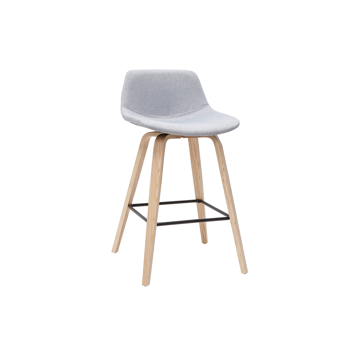 Tabourets de bar scandinaves gris clair et bois H65 cm (lot de 2) NONIE