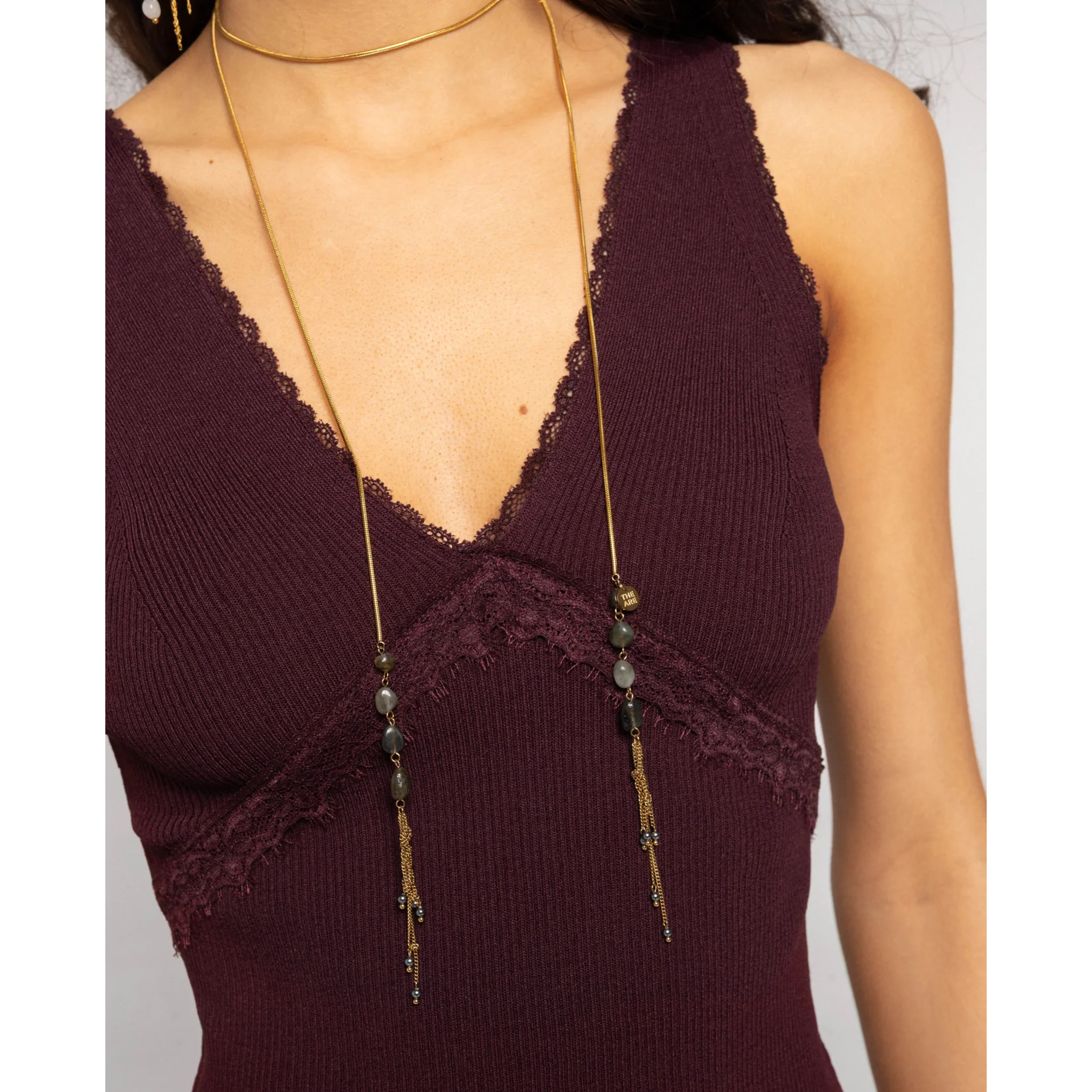 Collar multiposición de cadena con piedras naturales de mujer