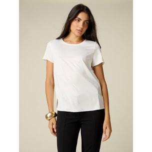 Oltre - T-shirt bimaterica - Bianco