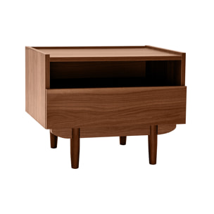 Table de chevet avec rangements finition bois foncé noyer SANAA