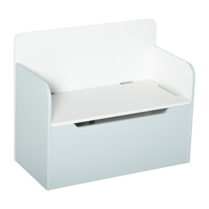 Coffre à jouets banc 2 en 1 - coffre de rangement dim. 60L x 30l x 50H cm - vérin pneumatique MDF bleu clair