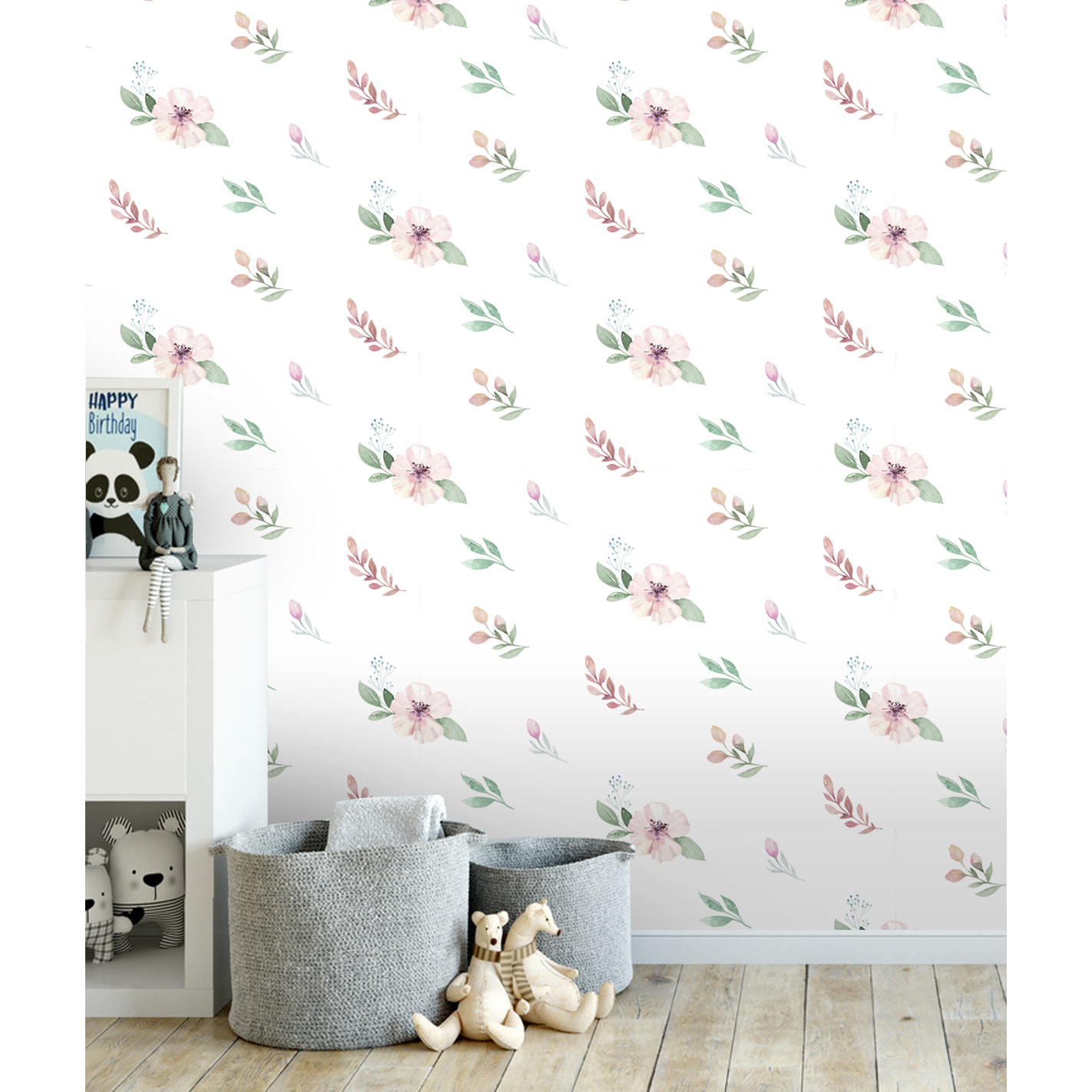 Papel pintado CERAMIKO, Boho Floral Blanco 65x300 cm