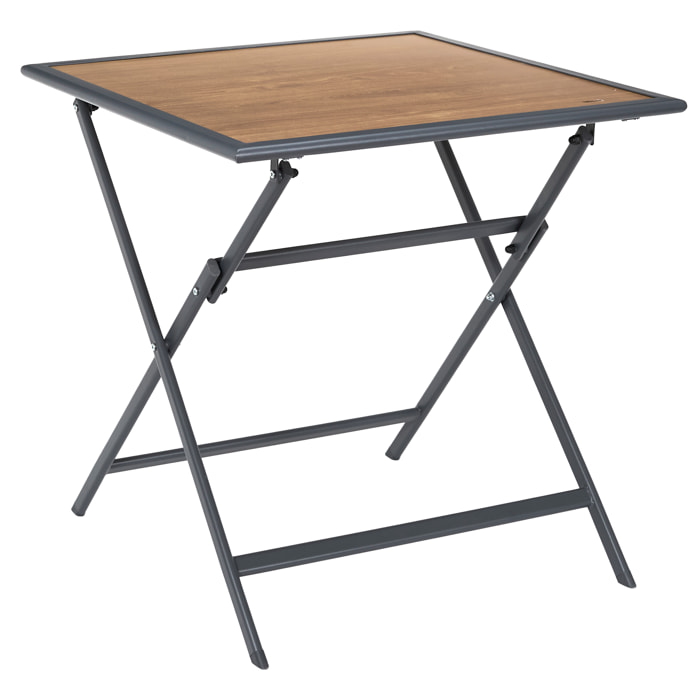 Table Metal Gris Effet Bois Barcelone 70x70