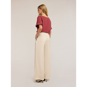 Motivi - Pantaloni palazzo con dettaglio pieghe - Bianco