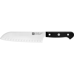 Couteau Santoku, 18 cm, Acier Spécial Inoxydable, Noir, Gourmet