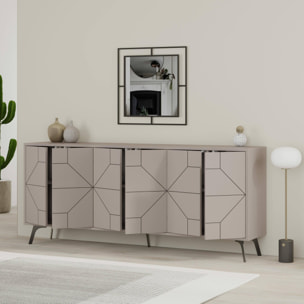 Credenza Dlabrocc, Buffet da soggiorno, Madia da salotto, Dispensa da cucina, 184x35h77 cm, Cemento