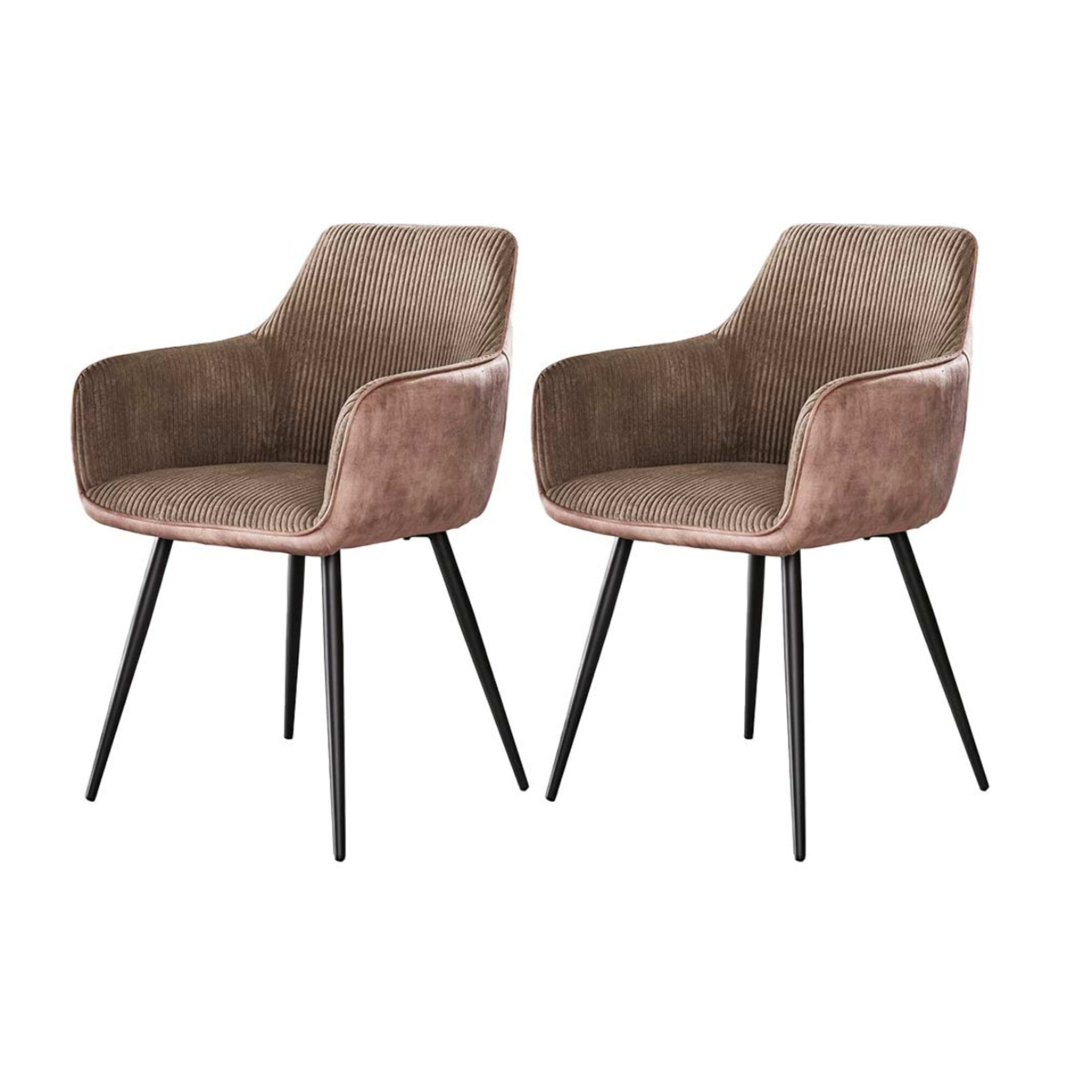 Lormi - lot de 2 fauteuils - en velours côtelé et velours - taupe - Taupe