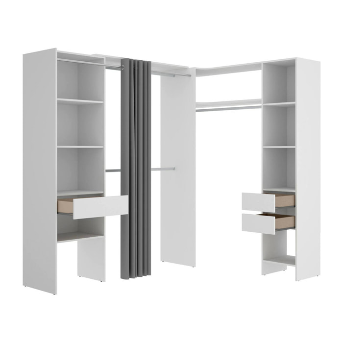 Guardaroba grande Pali, Mobile camera da letto, Cabina armadio portabiti, Armadio appendiabiti, 214x141 h205 cm, Bianco