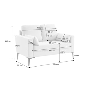 Canapé 2 places pieds métal velours côtelé BJORN