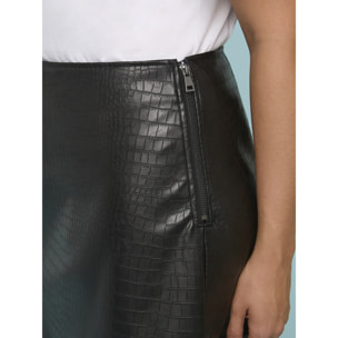 Fiorella Rubino - Minifalda efecto cocodrilo - Negro