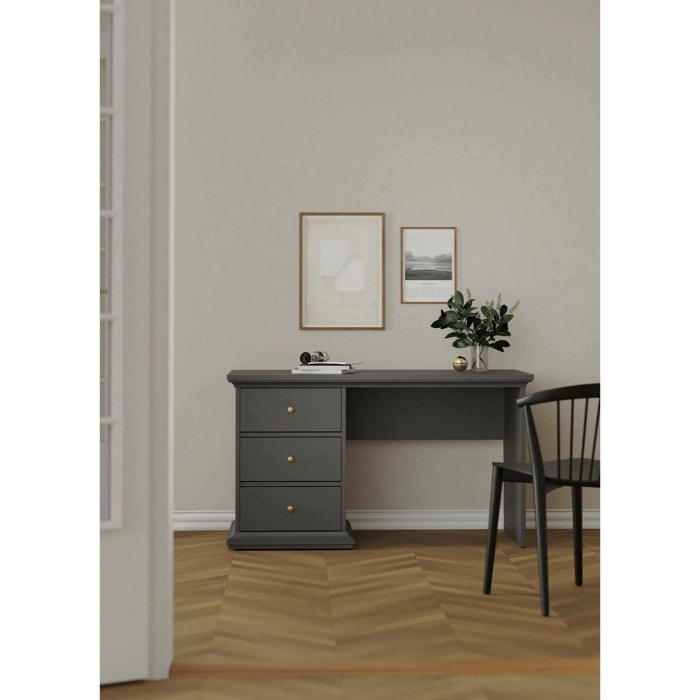 Scrivania Agia, Scrittoio multiuso, Tavolo per ufficio porta PC, Piano di lavoro, 130x62 h74 cm, Grigio