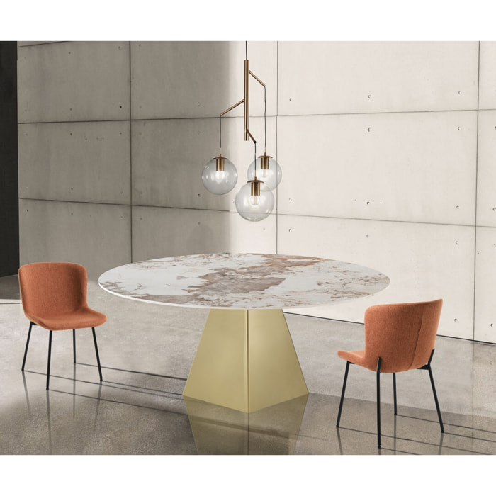 Suspension Tomasucci ALYCIA E, en acier et verre, doré