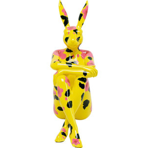 Déco Gangster lapin jaune XL fleurs roses Kare Design