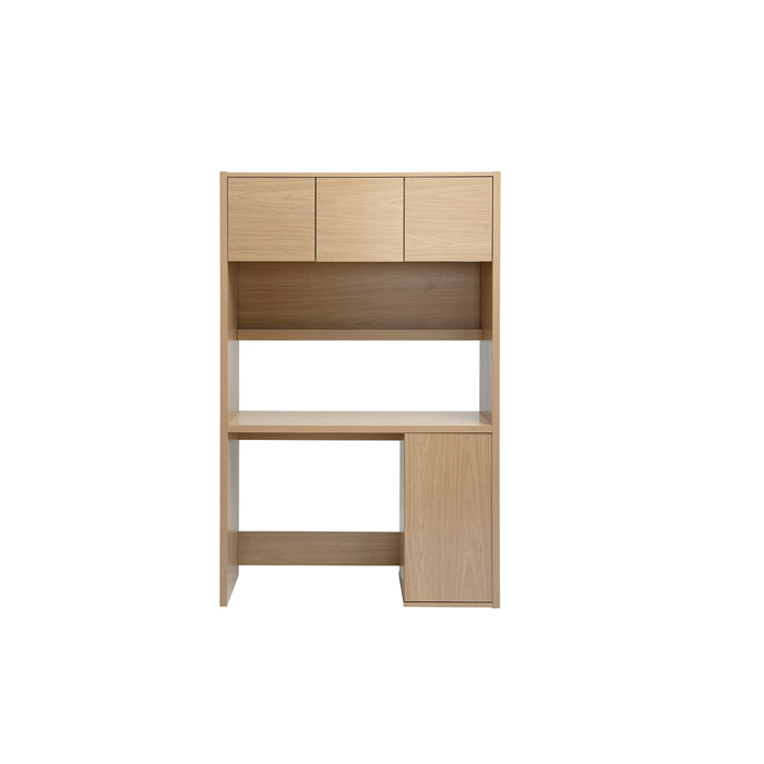 Bureau bibliothèque avec rangements finition bois clair chêne L115 cm WISSEM