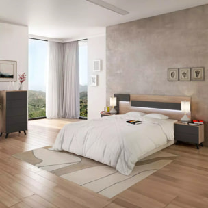 Mesita de noche Soto Roble - Grafito