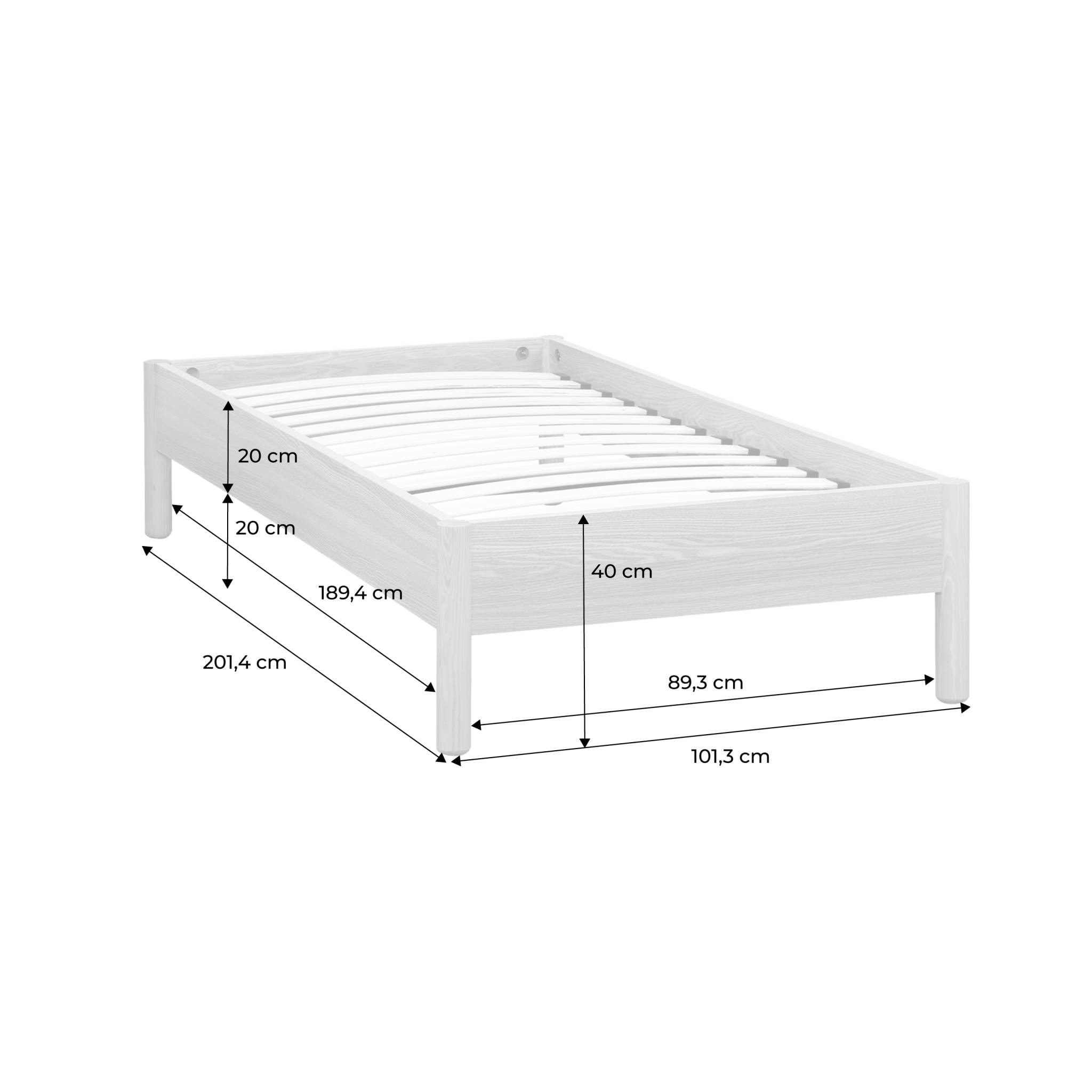 Lit avec sommier à lattes 90x190cm décor bois HARMONY
