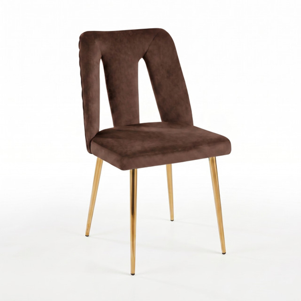 Sedia Imbottita in Effetto Velluto con Schienale Aperto e Gambe Oro, Design Moderno ed Elegante per Sala da Pranzo, Cucina, Soggiorno, Studio e Ufficio