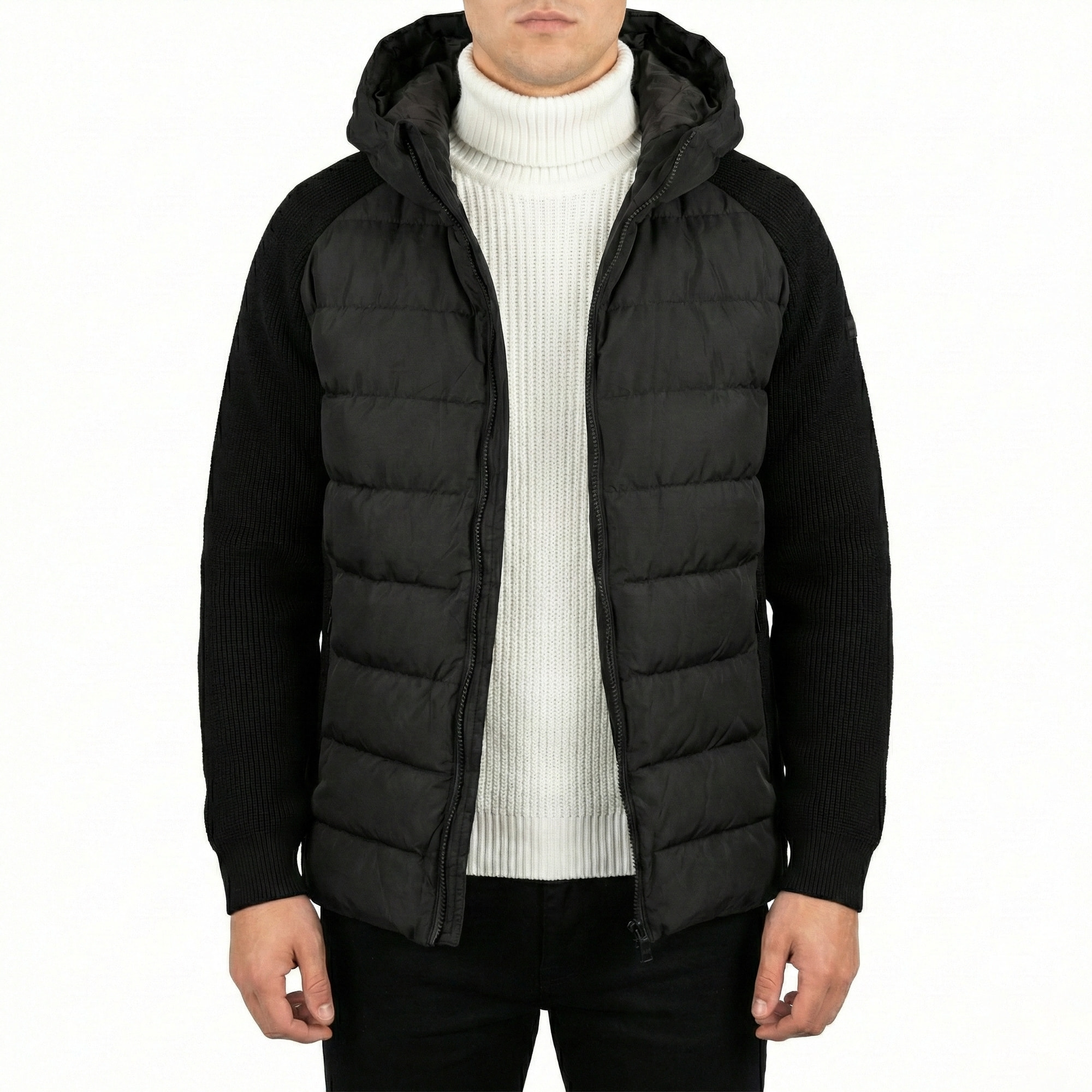 Giubbino con cappuccio e maniche in maglia