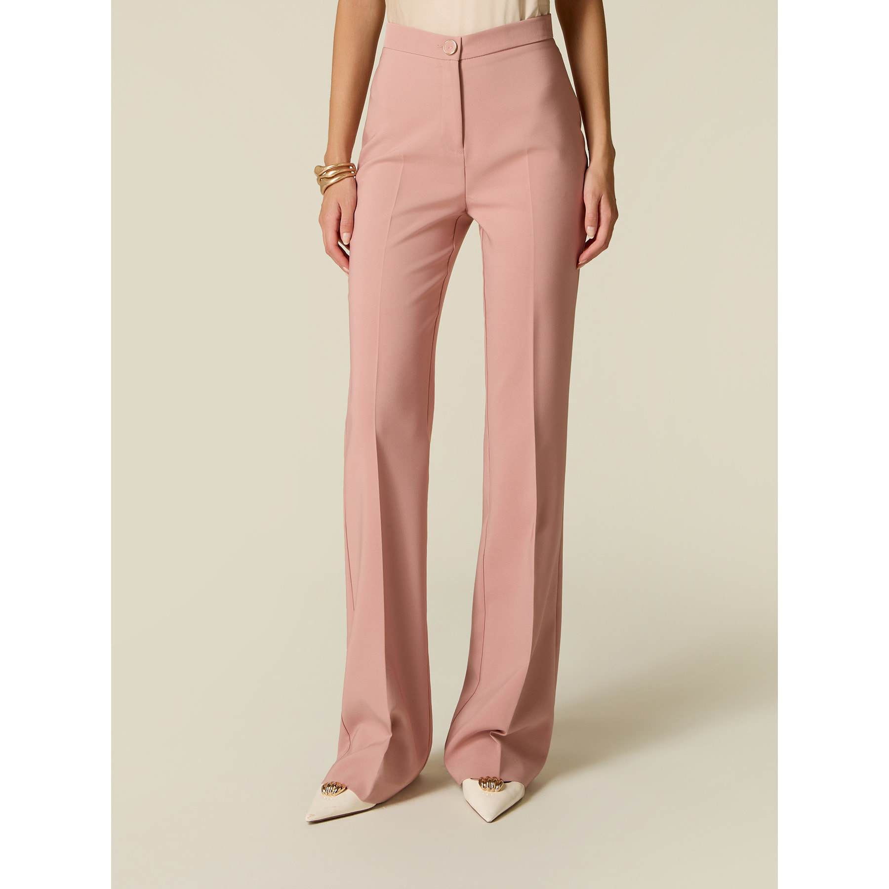 Oltre - Pantalones flare de talle alto - Rosa