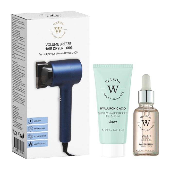 Sérum revitalizante para la piel y set de peinado