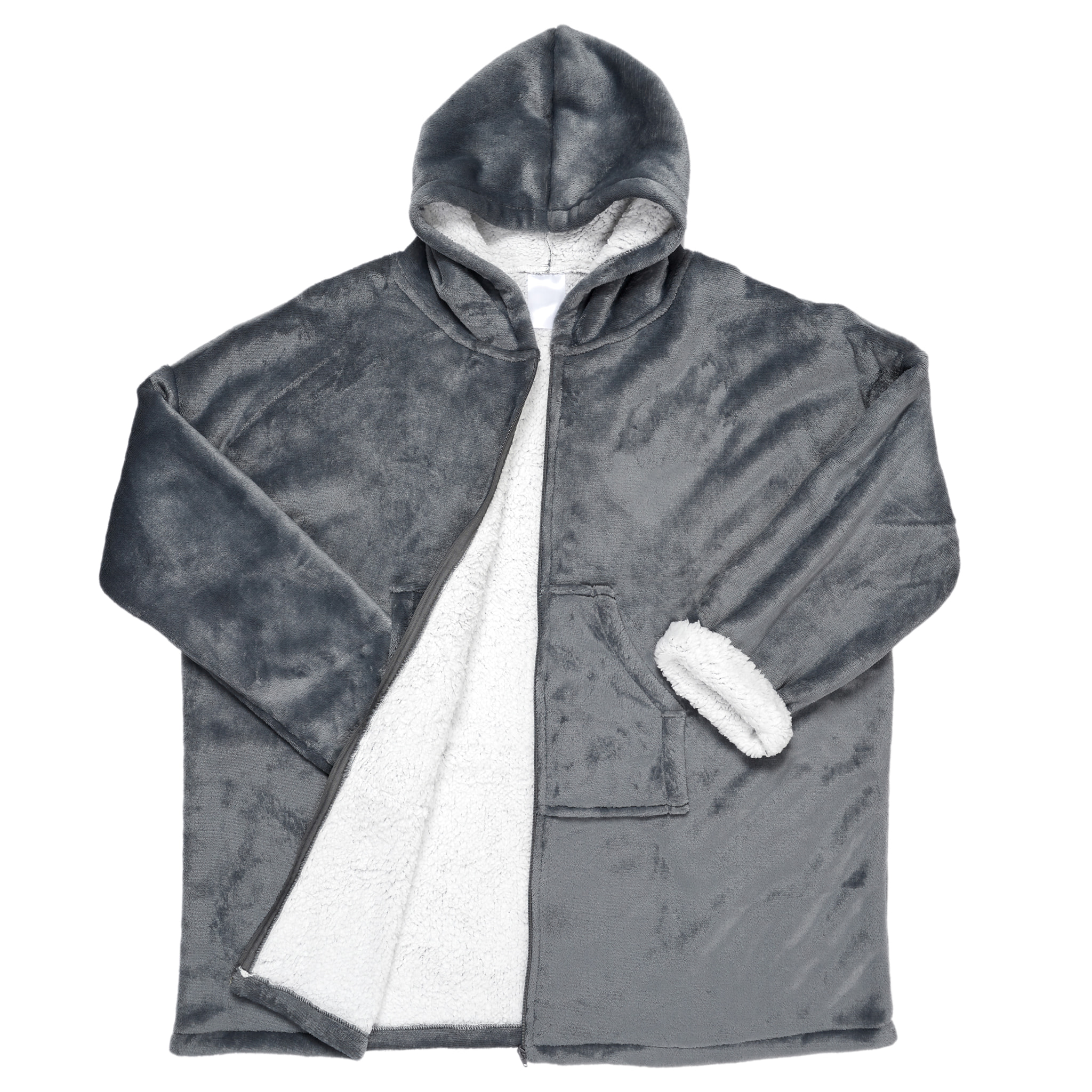 Plaid - HOME DECO FACTORY - Ultraconfortable - Sherpa - Gris et blanc