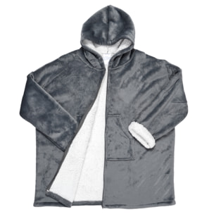 Plaid - HOME DECO FACTORY - Ultraconfortable - Sherpa - Gris et blanc