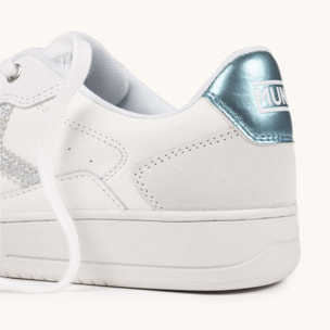 Zapatilla Deportiva Blanca con Glitter y Detalles Azules MUNICH LEGIT WMN 111