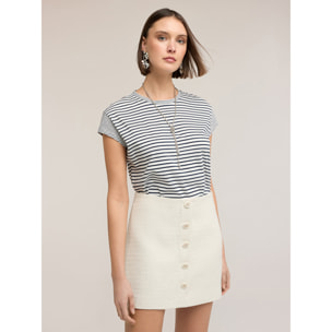 Motivi - T-shirt a righe in jersey di cotone - Blu