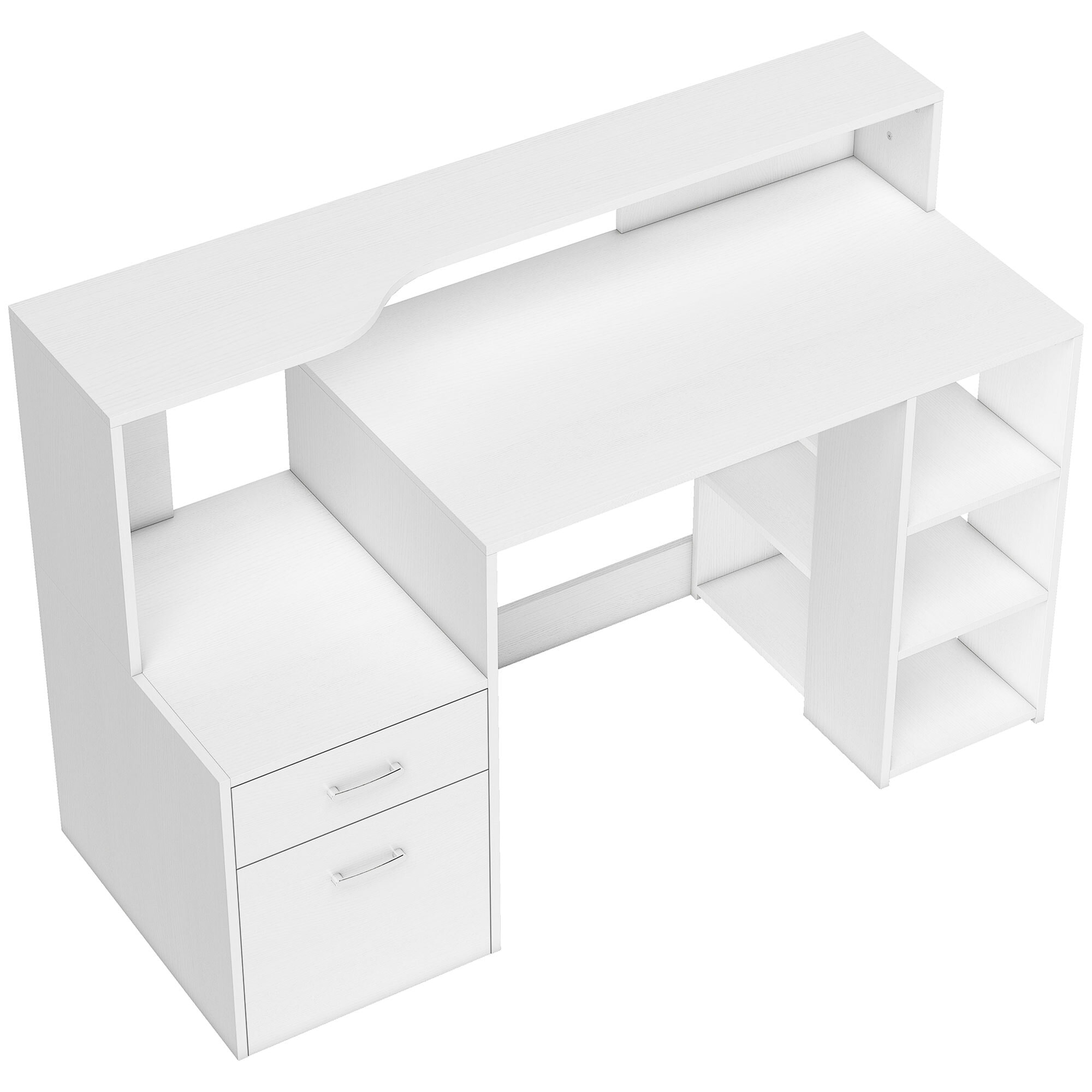 Bureau informatique multimédia design multi-rangement dim. 137 x 55 x 92 cm