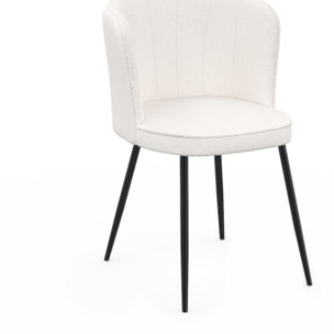 Chaises Arielle en bouclette crème et pieds noirs - lot de 2