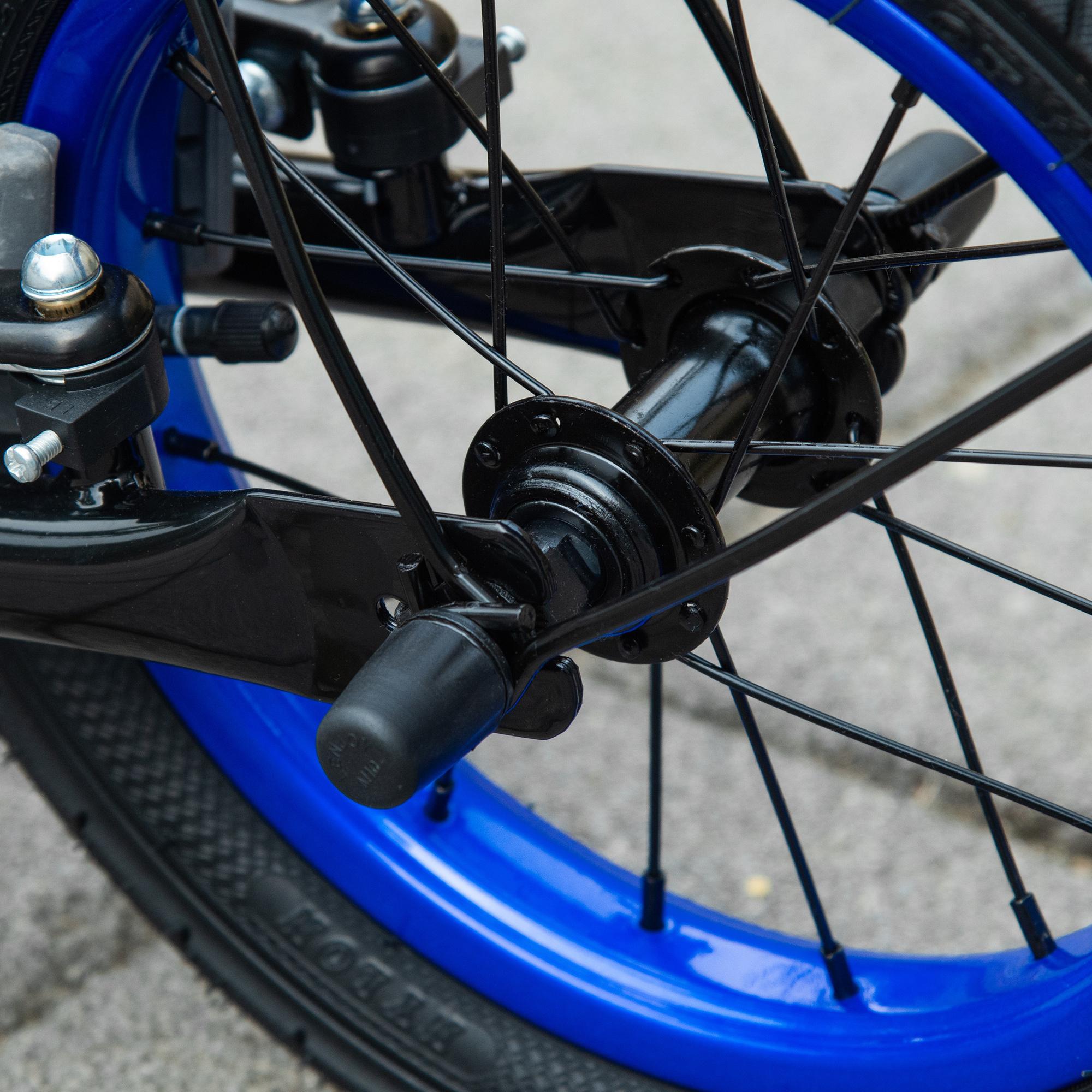 Trottinette patinette enfant grandes roues pneumatiques guidon réglable frein AV-AR garde-boue béquille acier noir bleu