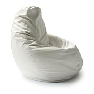 Pouf Annachiara, Pouf a sacco, 100% Made in Italy, Poltrona a sacco in ecopelle, Cm 70x70h110, Bianco