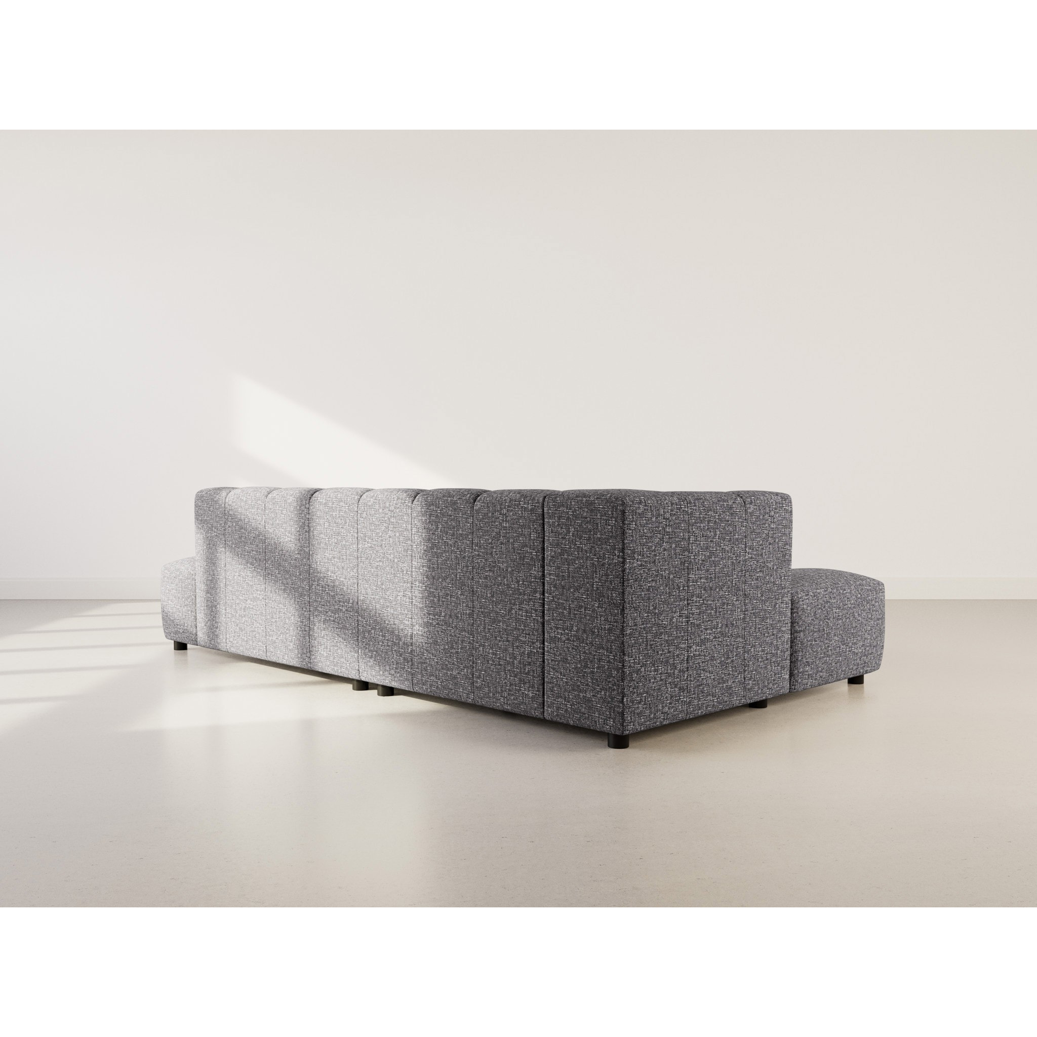 Curtis - canapé d'angle gauche 4 places sans accoudoir en tissu texturé - Gris foncé