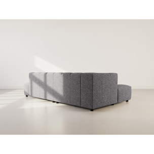 Curtis - canapé d'angle gauche 4 places sans accoudoir en tissu texturé - Gris foncé
