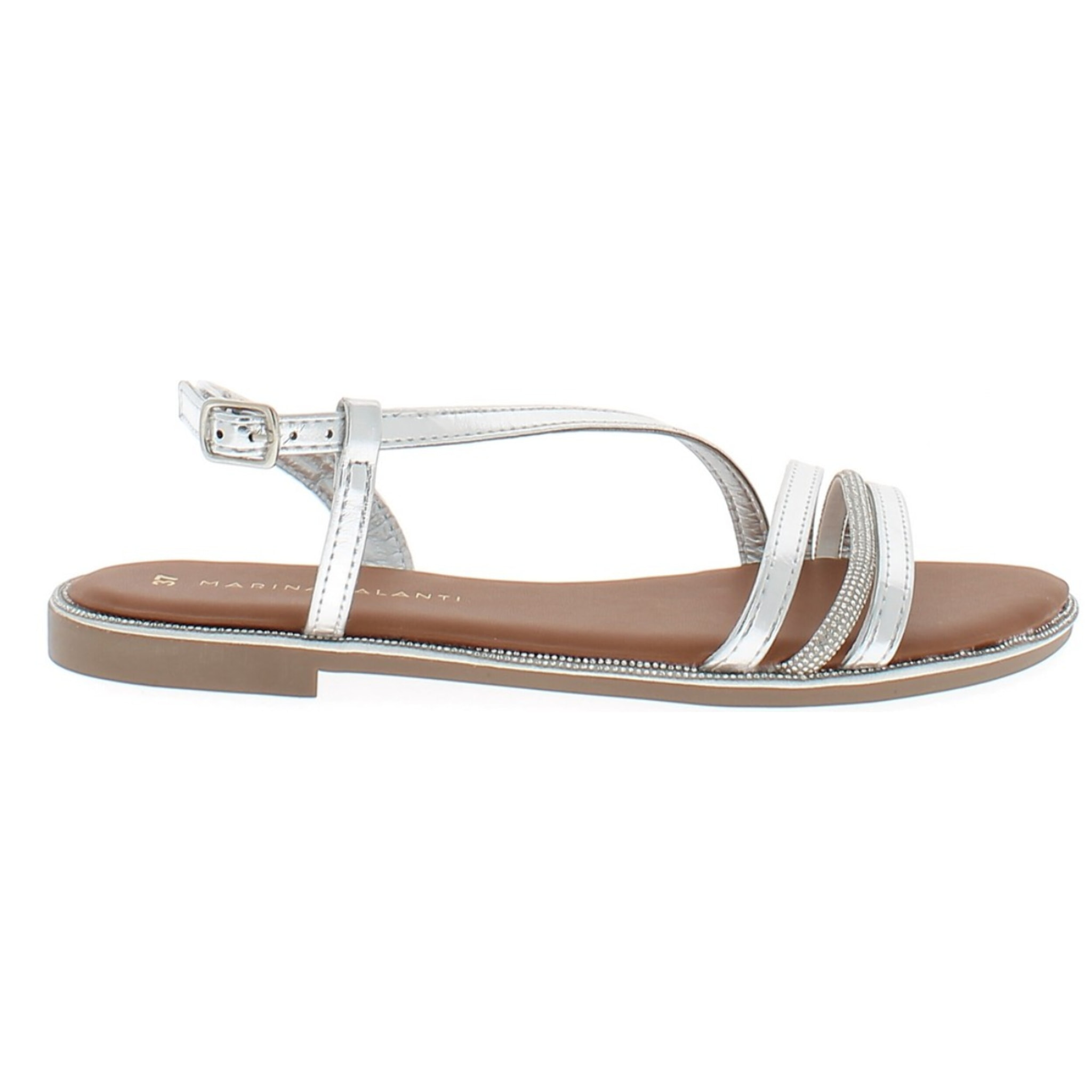Marina Galanti Scarpe Donna Flat Braided Sandals Jewel MG 1E164 Silver