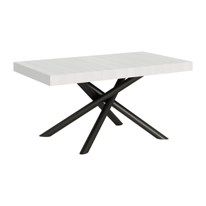 Table extensible 90x160/264 cm Famas Frêne Blanc cadre Anthracite