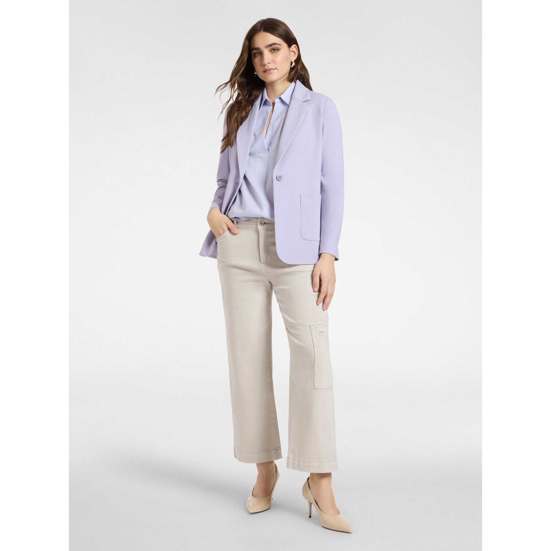 Elena Mirò - Pantaloni cargo in bull stretch - Beige