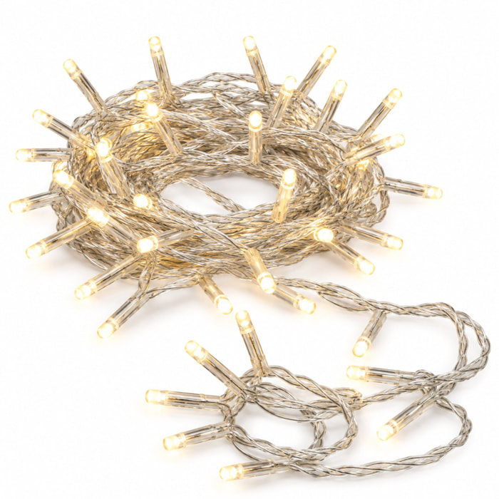 Guirnalda con 80 Luces LED Blanco cálido con cable transparente