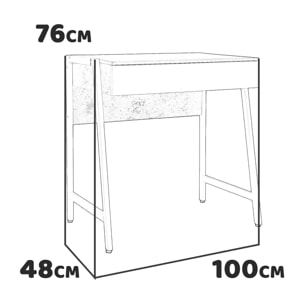 Roxane - scrivania in legno e metallo - 100x48x76 cm