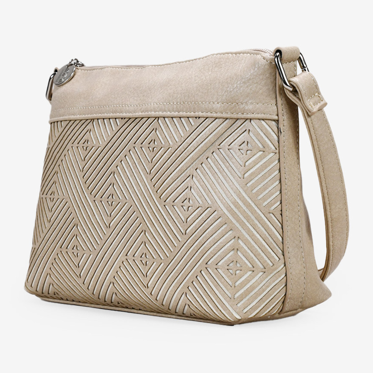 Bolso bandolera beige con cremallera