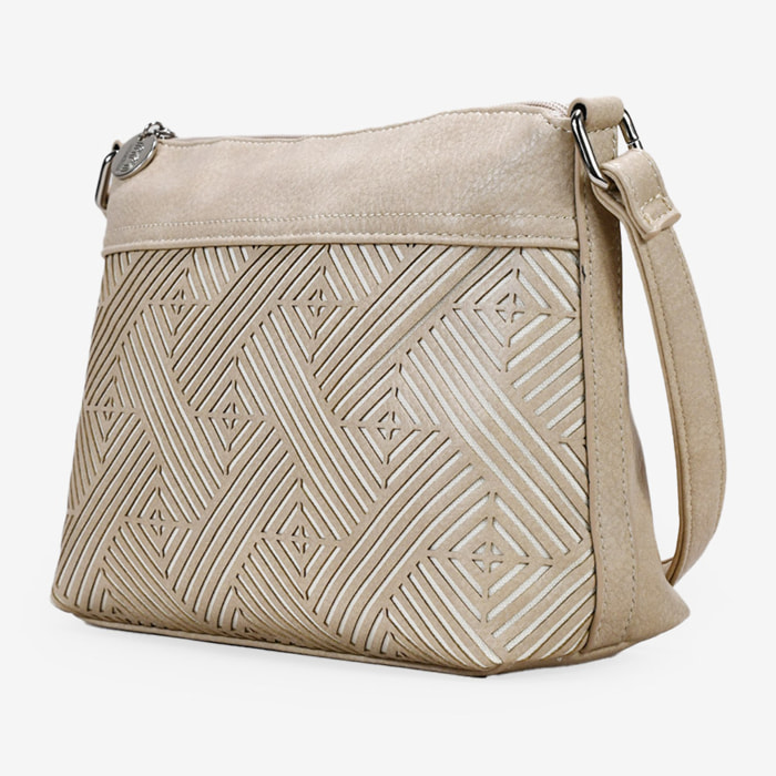 Bolso bandolera beige con cremallera