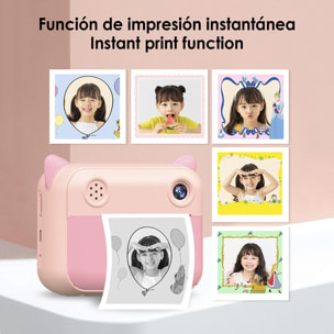 Fotocamera digitale da 12 megapixel per foto e video FullHD per bambini. Stampa istantanea delle tue foto preferite. Doppia fotocamera, per i selfie.