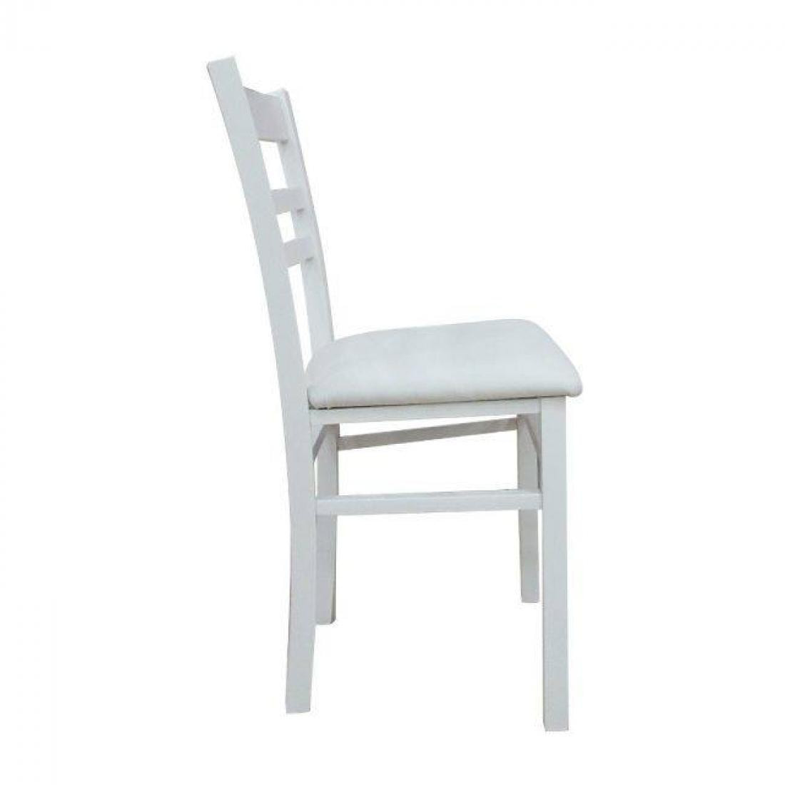 Sedia classica in legno ed ecopelle, per sala da pranzo, cucina o salotto, Made in Italy, cm 41x43h87, colore Bianco