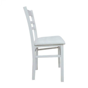 Sedia classica in legno ed ecopelle, per sala da pranzo, cucina o salotto, Made in Italy, cm 41x43h87, colore Bianco