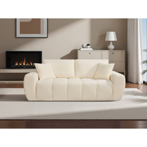 Canapé droit en tissu style bubble "Léonie" - 3 places - Beige