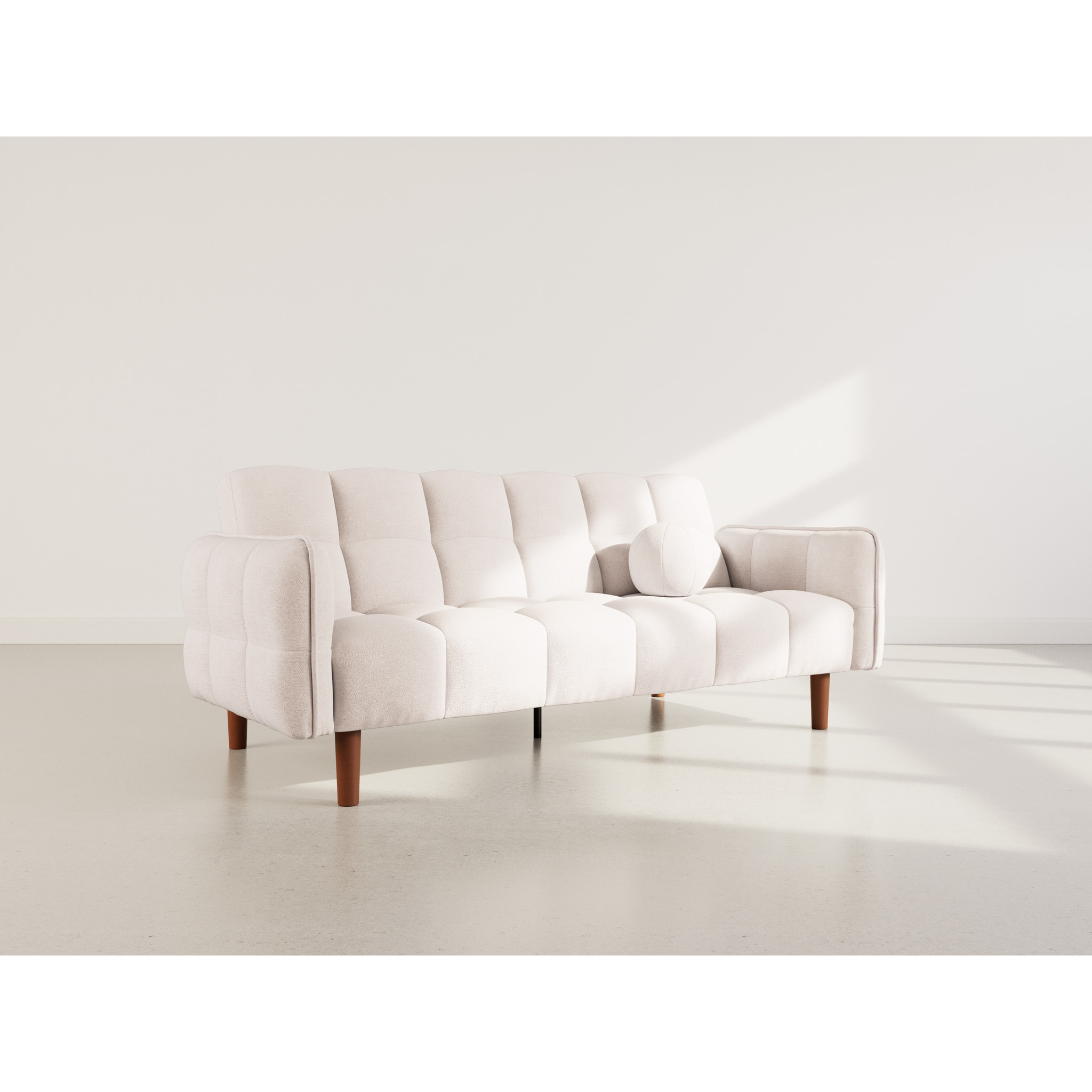 Adam - Canapé convertible clic-clac 2 places en tissu texturé - Beige