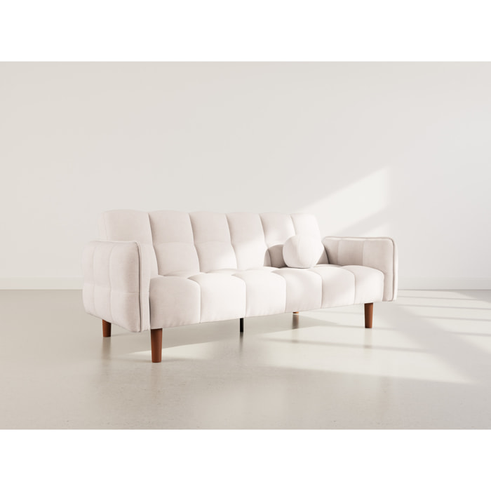 Adam - Canapé convertible clic-clac 2 places en tissu texturé - Beige
