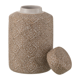 J-Line urne decorative Wabi - porcelaine - beige/blanc - large