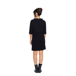 Mamatayoe Vestido Bambalinas Para Mujer, Manga Tres Cuartos, Escote Barco, Negro