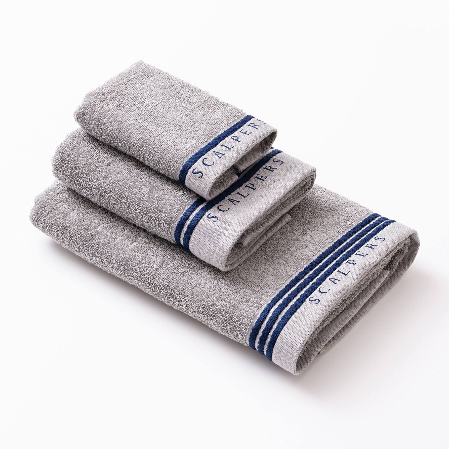 Juego de 4 sets de 3 toallas grises (4x tocador 30x50cm + 4x manos 50x90cm + 4x baño 70x140cm) 450gsm en algodón scalpers home